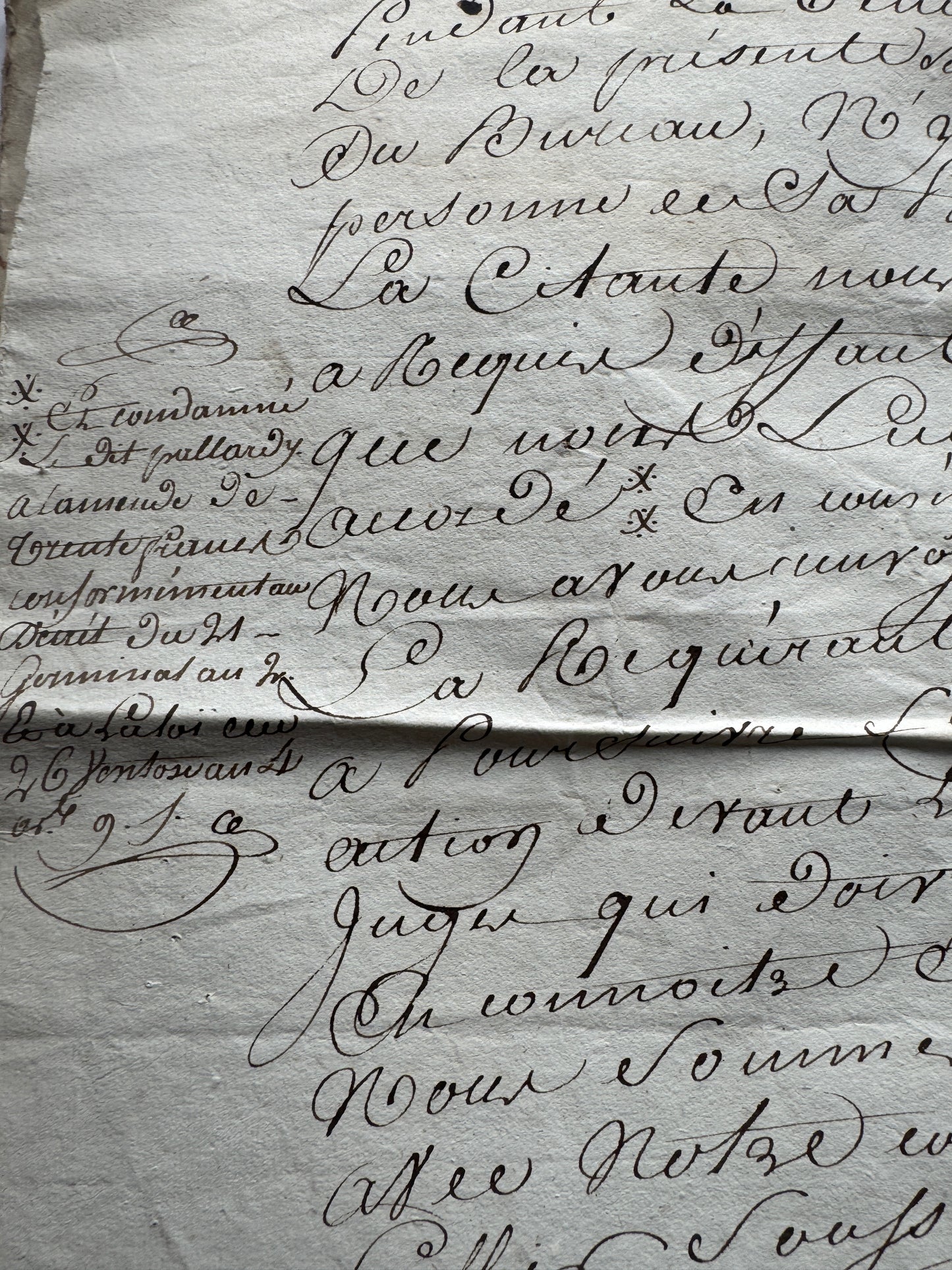 Antique French Document 1800's Elegant Script Handwriting, 4 Pages Paper Ephemera