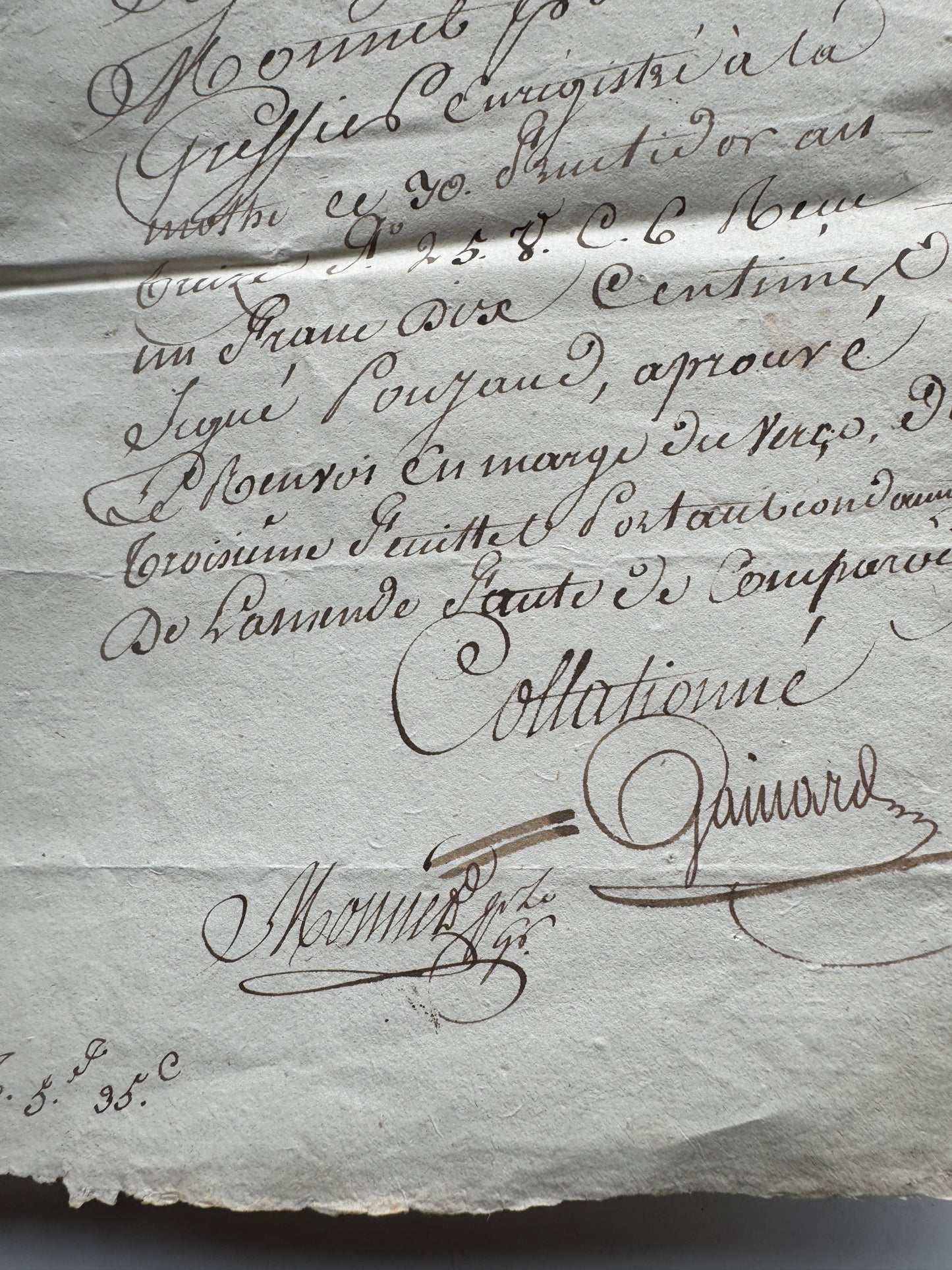 Antique French Document 1800's Elegant Script Handwriting, 4 Pages Paper Ephemera