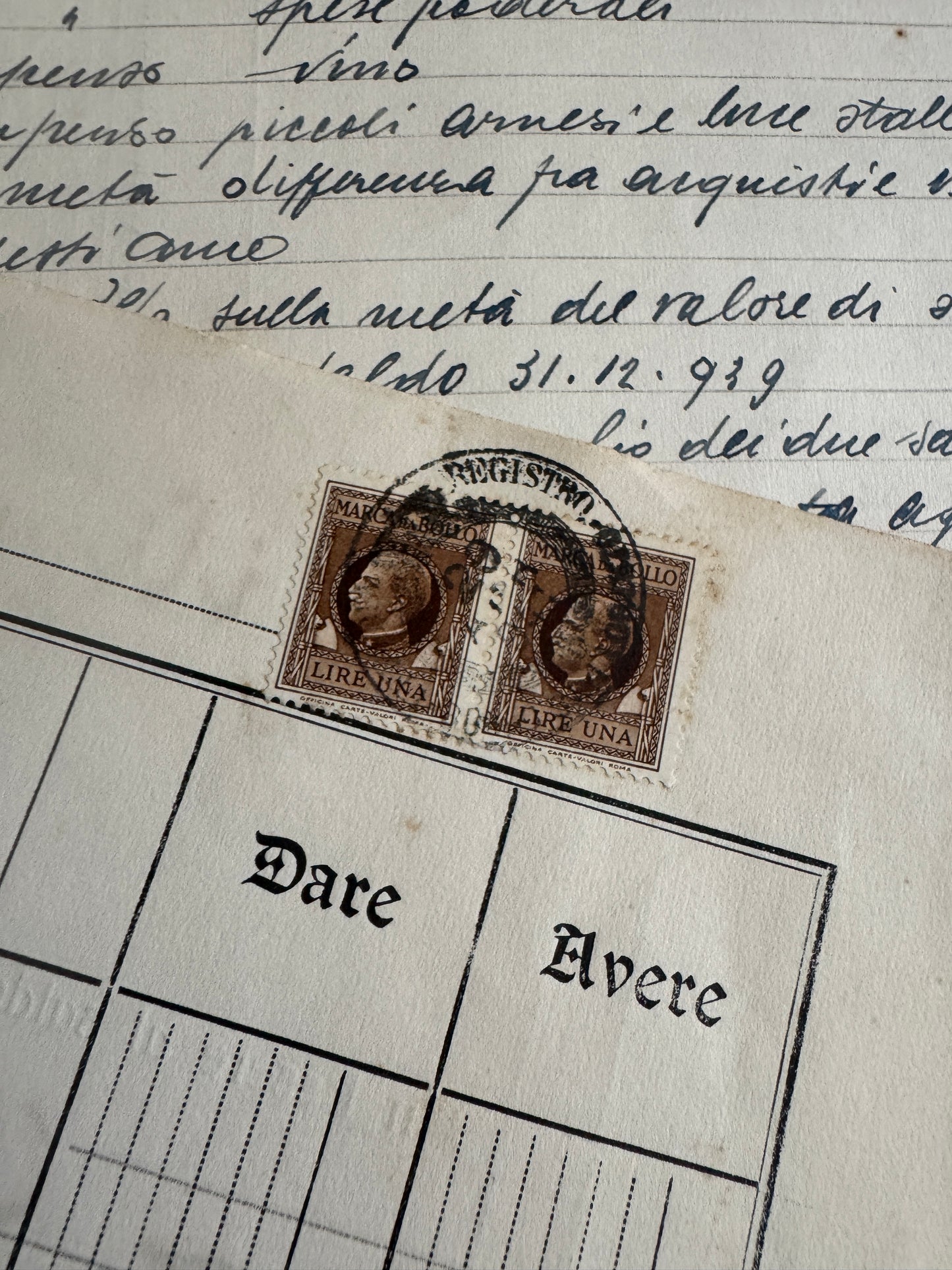 Vintage French Ledger Sheets, Handwritten