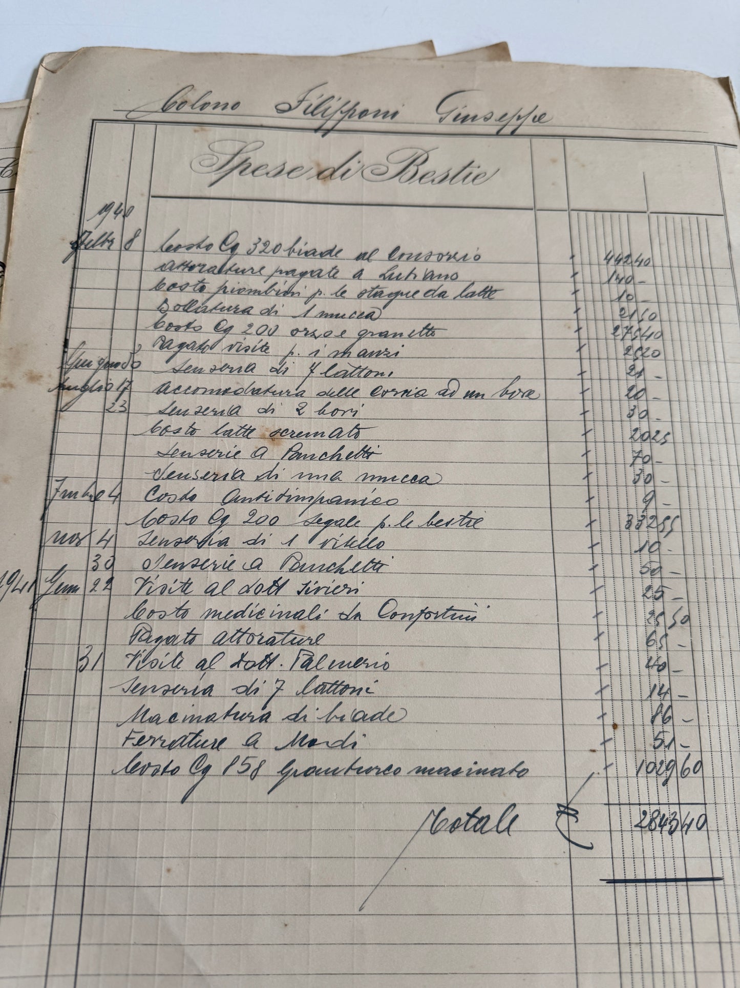 Vintage French Ledger Sheets, Handwritten