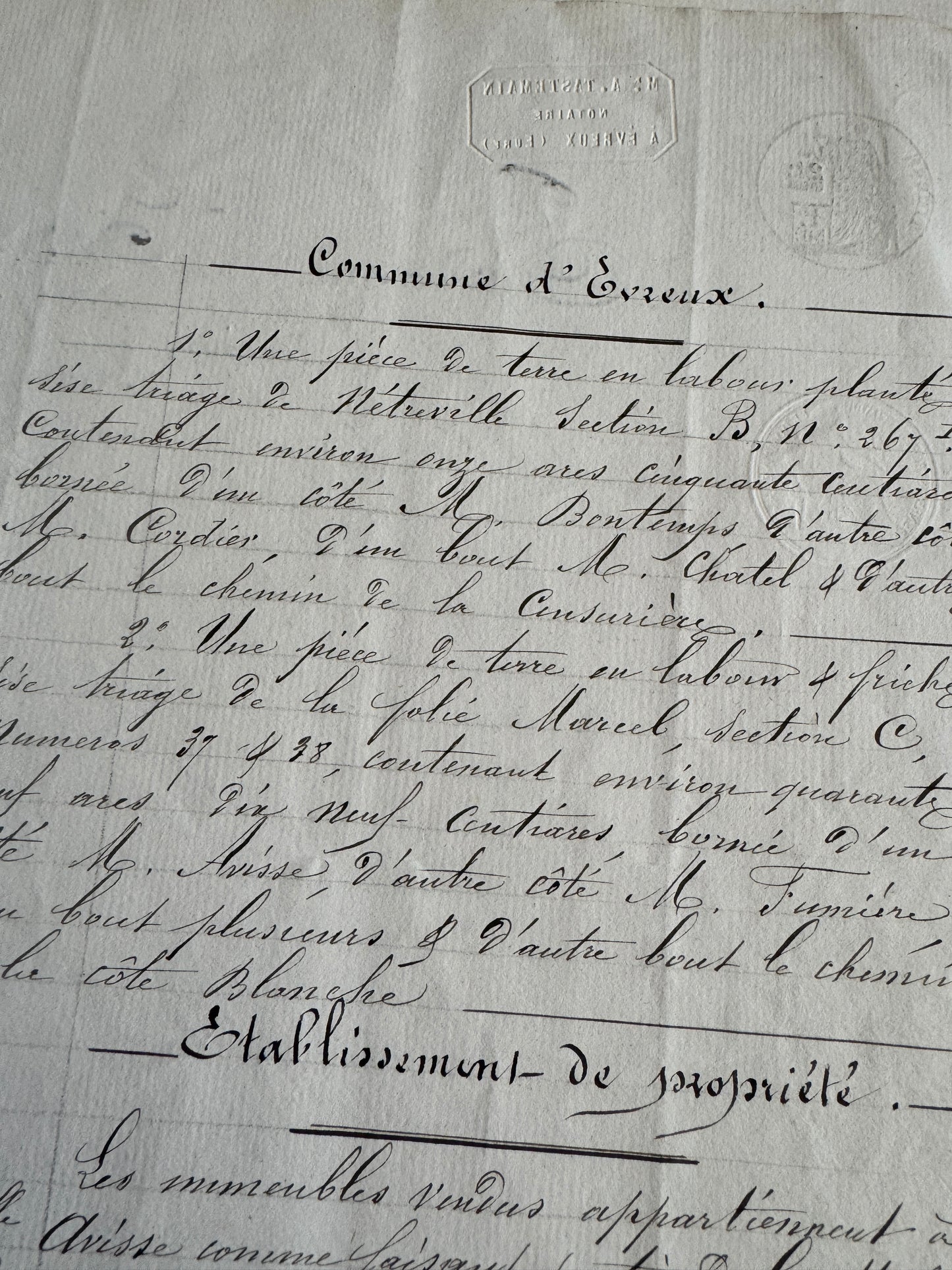 Antique French Documents, Early 1800's Handwritten Ephemera with Stamps and Seals