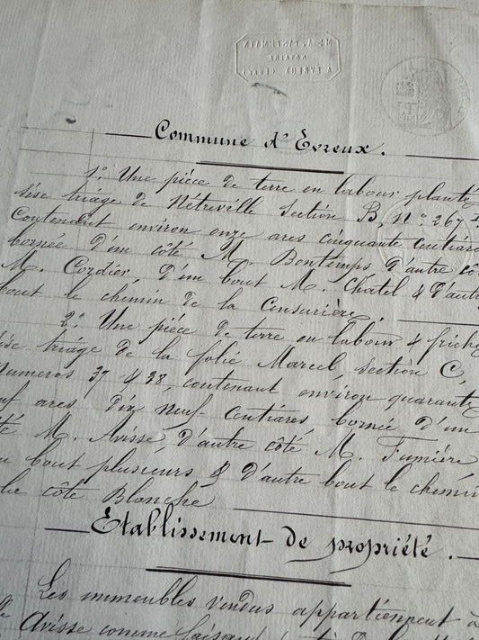 Antique French Documents, Early 1800's Handwritten Ephemera with Stamps and Seals