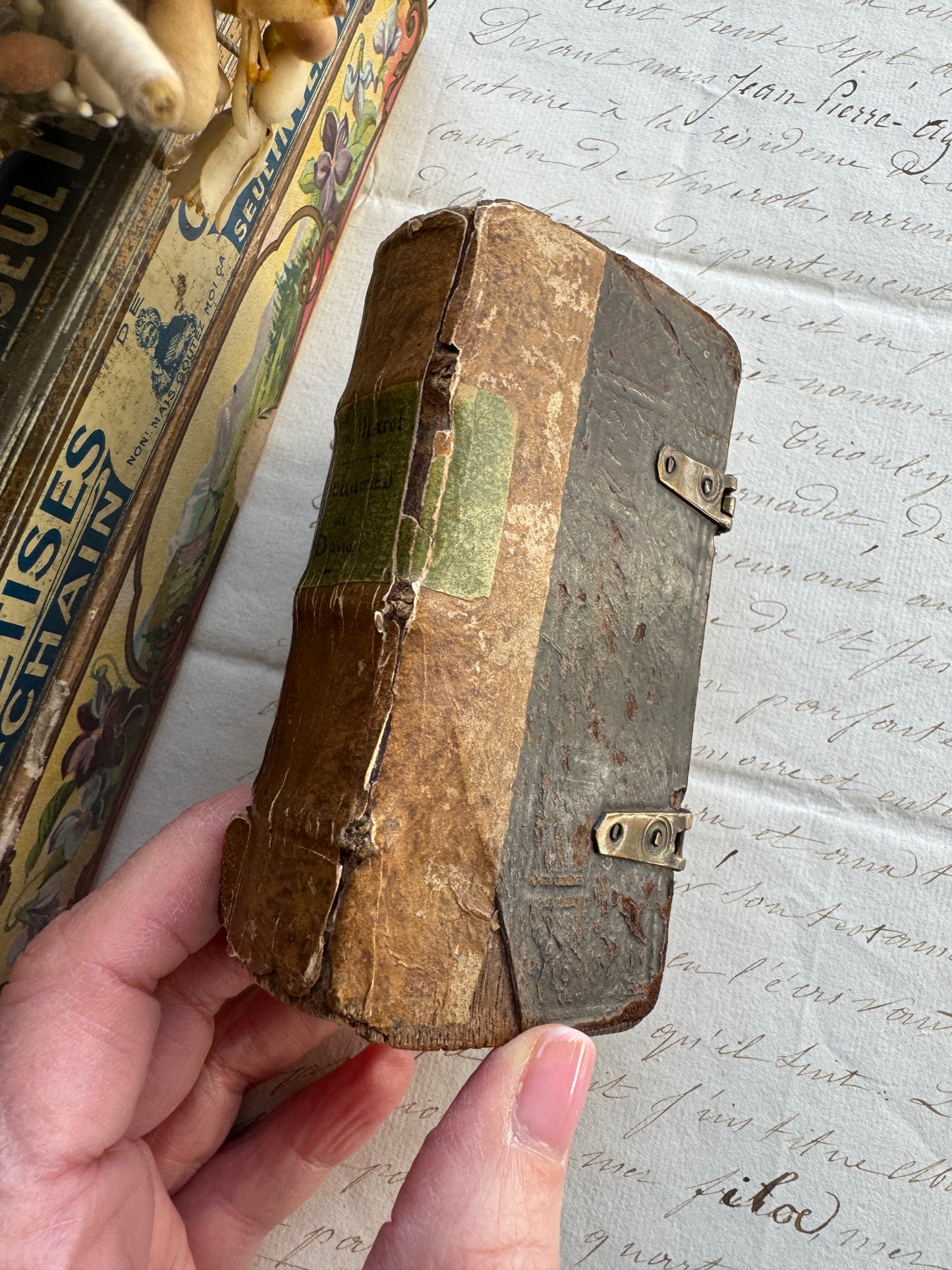 Antique French Book- The Psalms of David 1600's Prayer Book, Leather, Small Sized Leather with Buckles, Rare & Collectible, Bibliophile