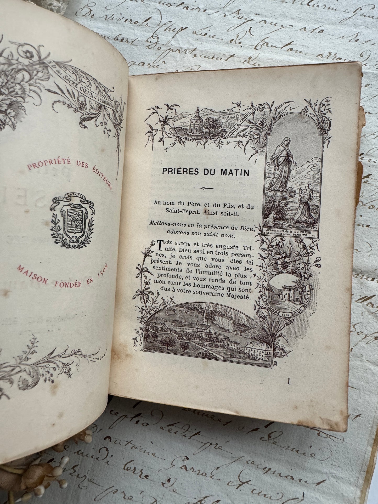 Antique French Petit Missel Prayer Book, Gilded Leather, Notre-Dame, 19th Century Religious Book