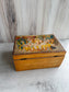 Antique Wooden Lotto Game Box, 19th Century, Illustrated Colorful