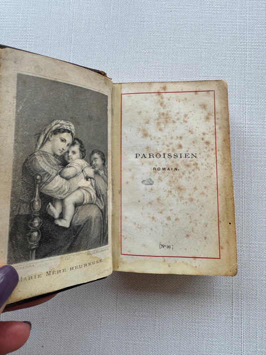 Antique 1877 French Catholic Prayer Book, Paroissien Romain, Leather-Bound Missal, Religious Devotional Book
