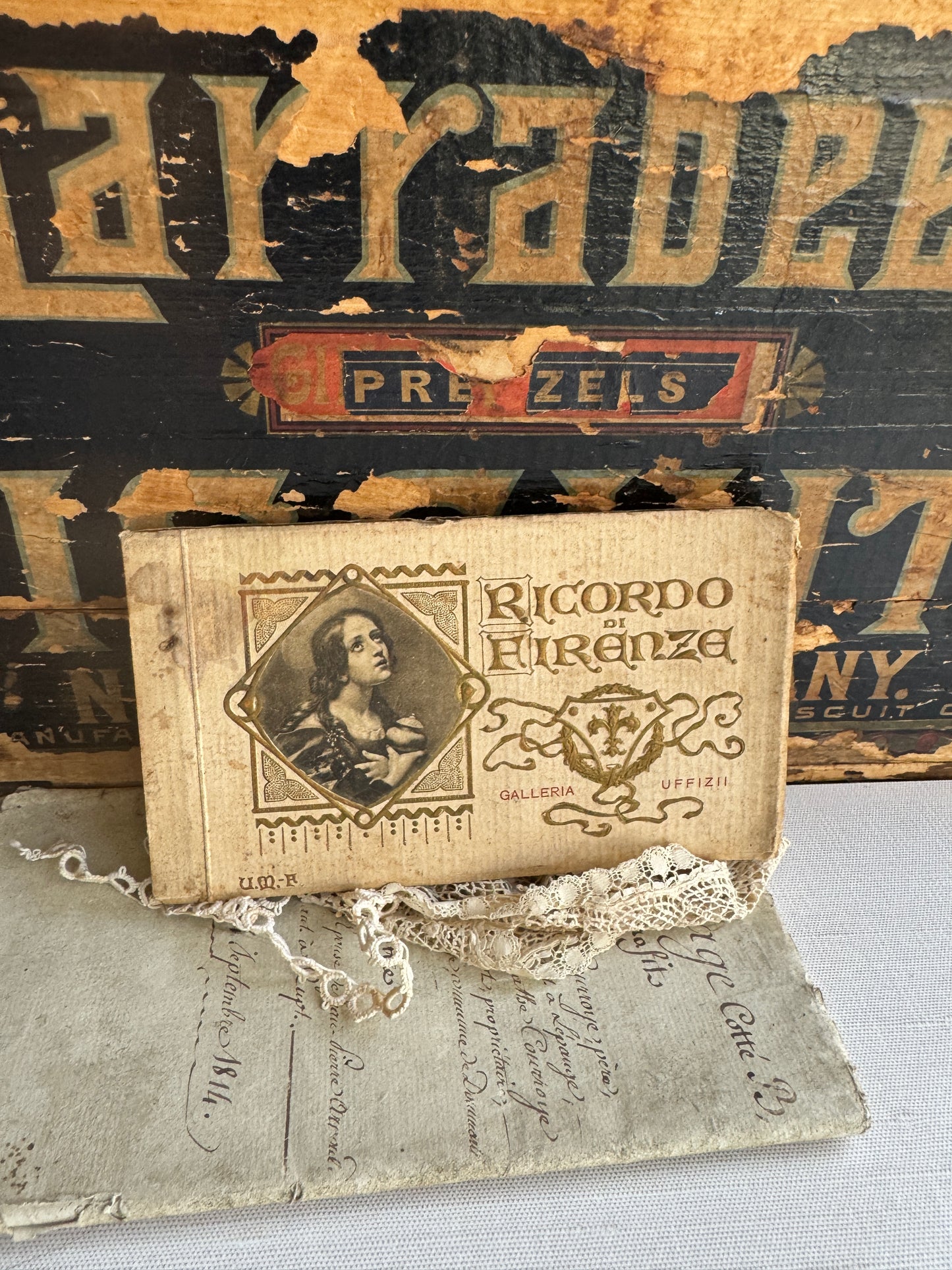 Antique Italian Art Book, Ricordo di Firenze Galleria Uffizi, Souvenir with Old Master Prints