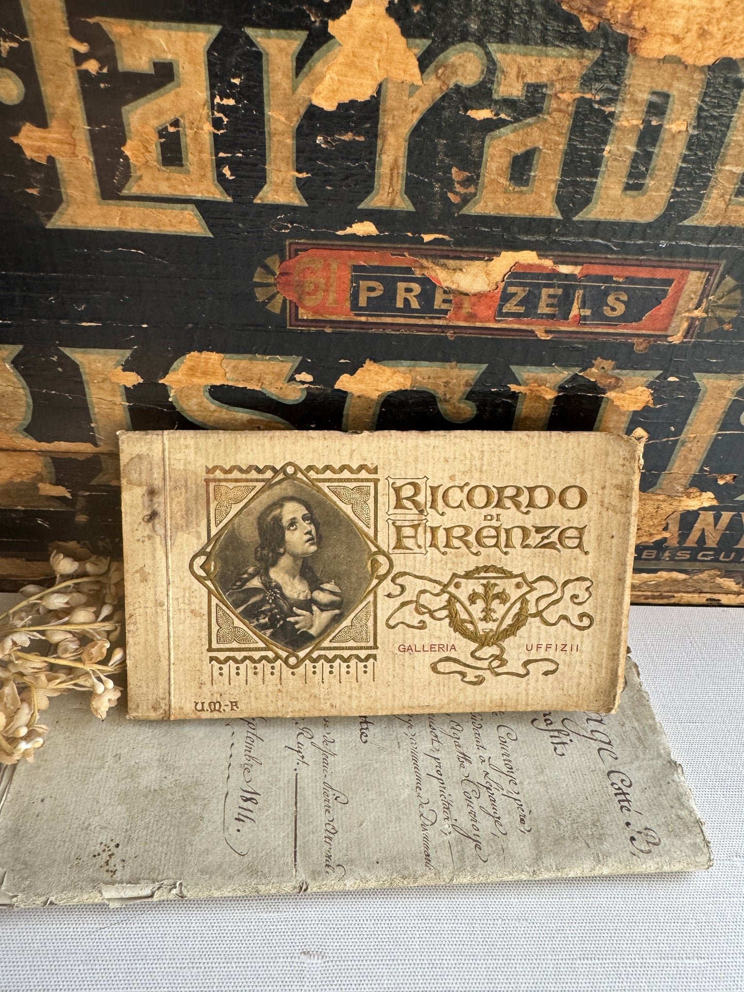 Antique Italian Art Book, Ricordo di Firenze Galleria Uffizi, Souvenir with Old Master Prints