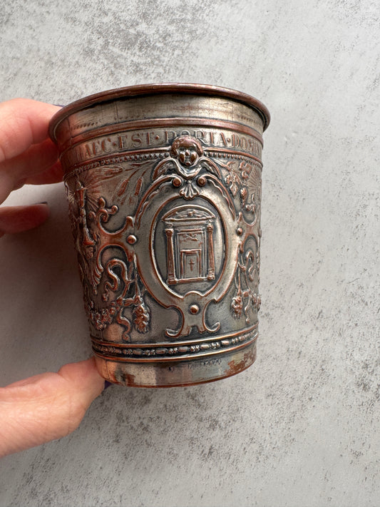 Antique Vatican Souvenir Cup, Pope Pius XI Silver Plated Goblet