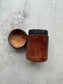 French Antique Leather Covered Wooden Snuff or Pill Box