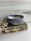 Set of 6 Antique Blue & White Transferware Dishes, Wildrose, Germany