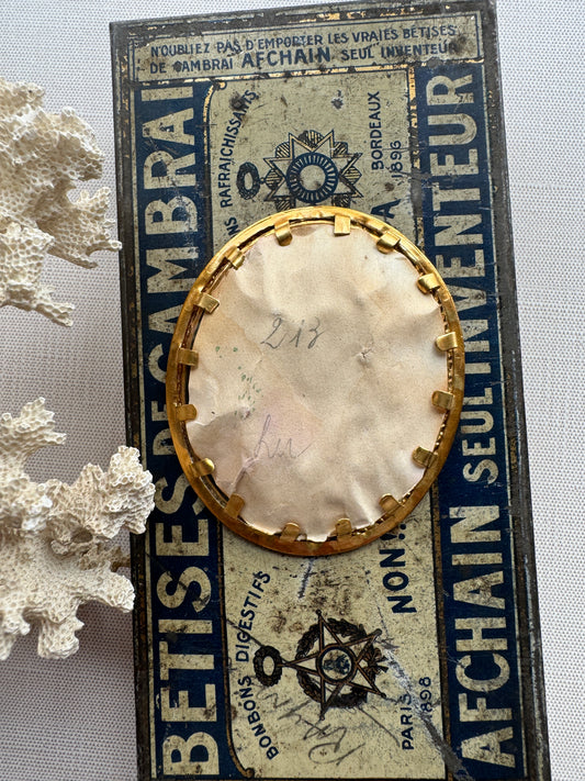 Antique Ecclesiastical Seal Impression in Gilded Oval Frame