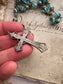 Vintage Blue Crystal Rosary with Ornate Caps & Crucifix