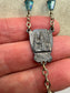 Vintage Blue Crystal Rosary with Ornate Caps & Crucifix