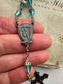 Vintage Blue Crystal Rosary with Ornate Caps & Crucifix