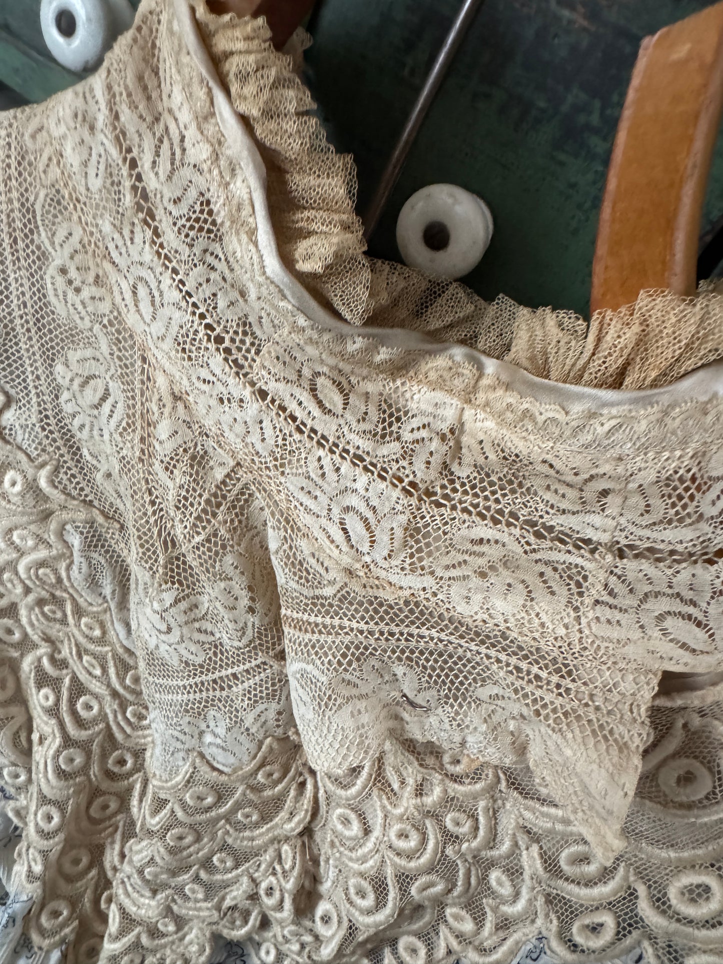 Antique French Edwardian Lace & Floral Bodice, Maison Pessin Sœurs, Nîmes