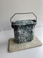 Vintage French Enamel Lunch Pail, Graniteware with Handle