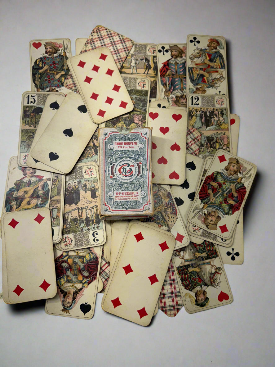 Vintage B.P. Grimaud Tarot Nouveau, Partial 69 Card French Deck with Original Box