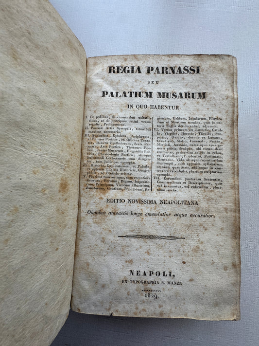1829 Regia Parnassi Latin Poetry Reference Book – Neapolitan Edition
