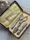 Antique French Sewing Etui Set in Leather Case, Elegant 19th Century Necessaire