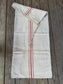 Vintage French Grain Sack Bag with Red Stripes Textile Bag, Heavy Material, European