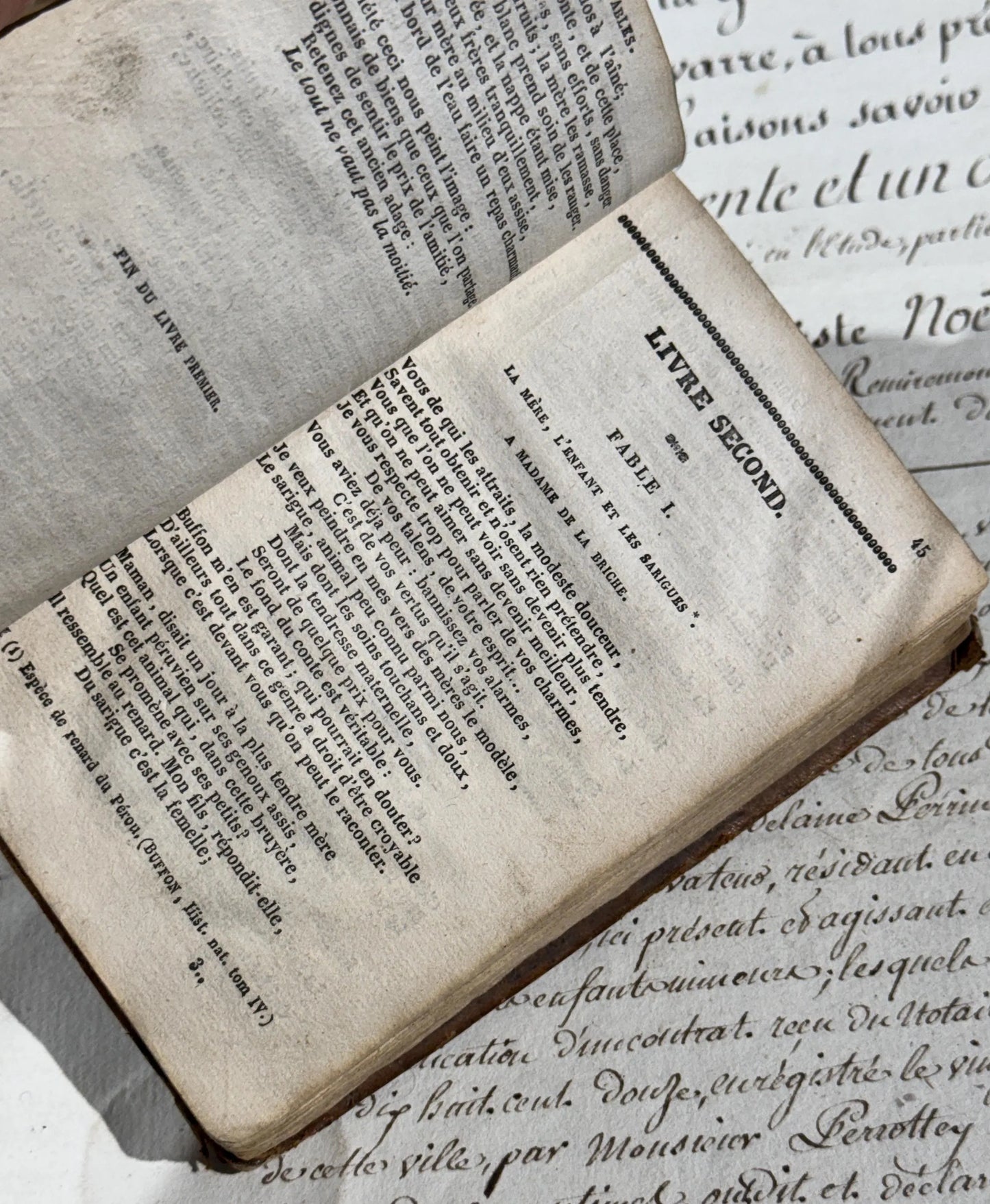 Antique 1836 Book, Fables de Florian with Biblical Poems, Rare French Book, Illustrated with Leather Cover