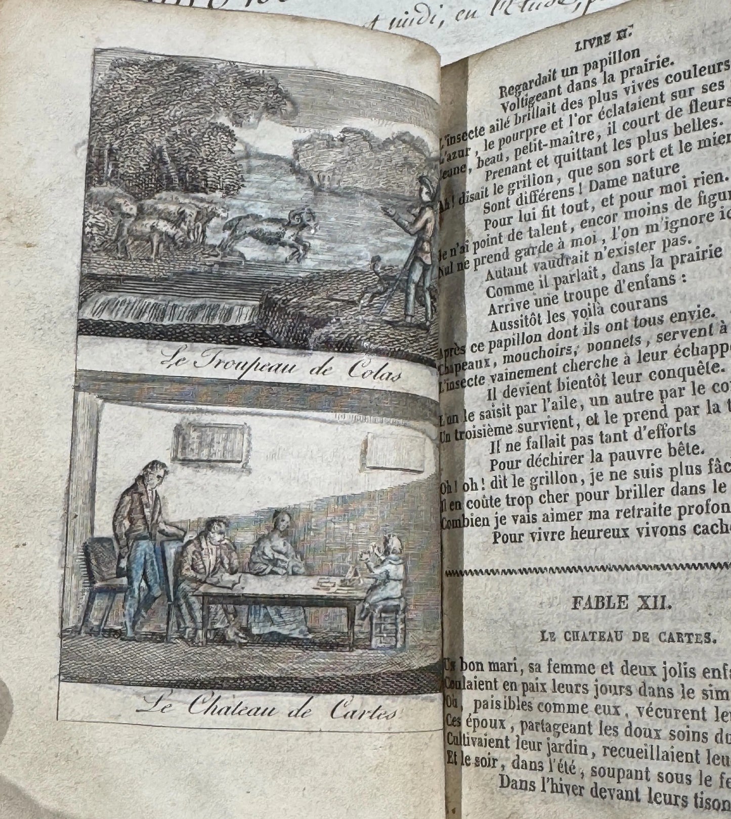 Antique 1836 Book, Fables de Florian with Biblical Poems, Rare French Book, Illustrated with Leather Cover