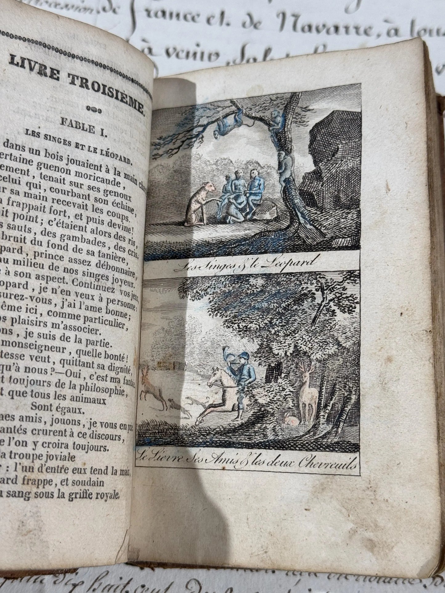 Antique 1836 Book, Fables de Florian with Biblical Poems, Rare French Book, Illustrated with Leather Cover