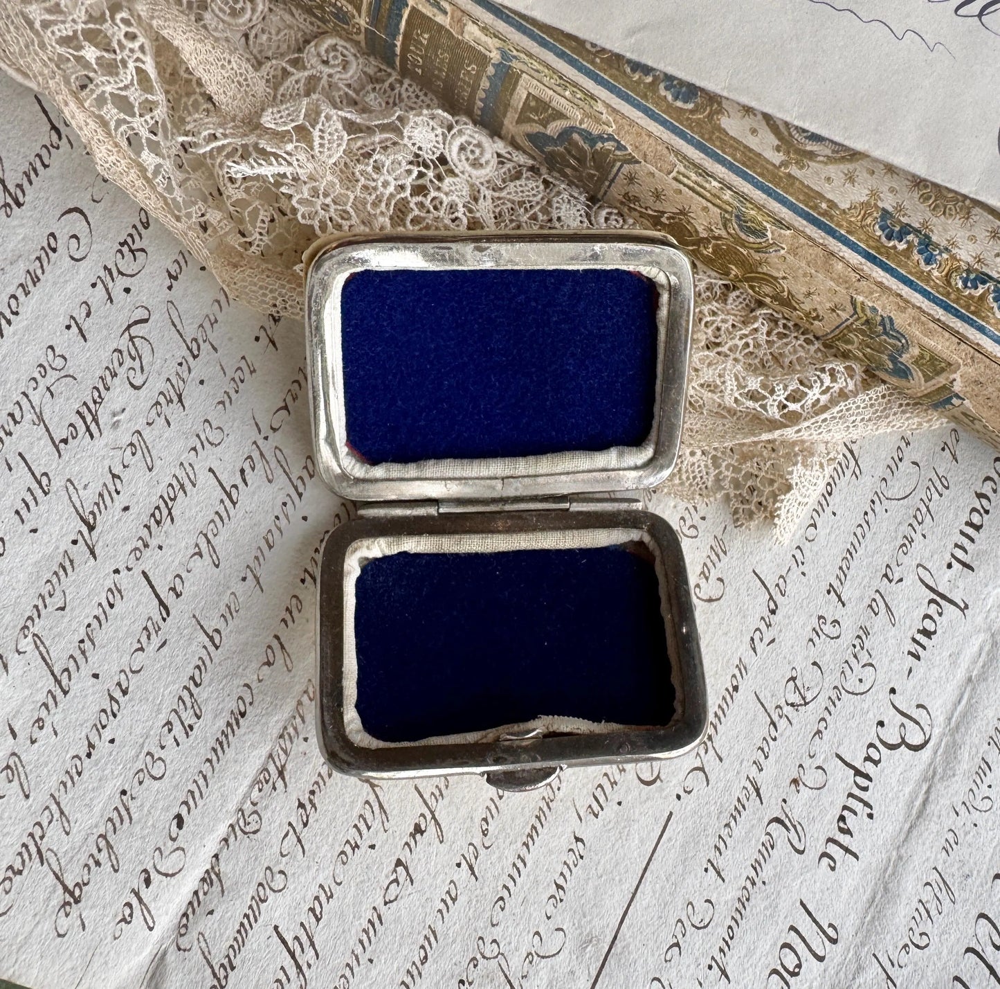 Antique French Coin Purse with Silver Inlay, Change Purse