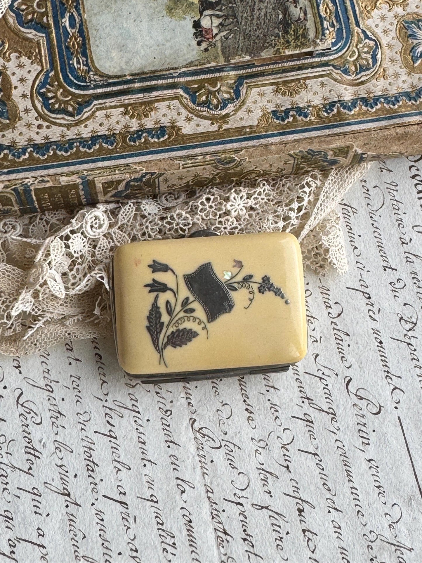 Antique French Coin Purse with Silver Inlay, Change Purse